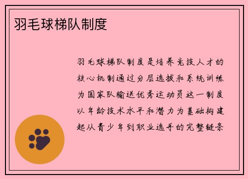 羽毛球梯队制度
